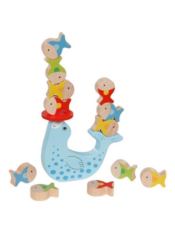 Goki Wooden Balance Game Seals 15 pcs.