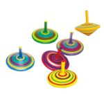 Small Foot - Wooden Spinning Top with Stripes 6pc