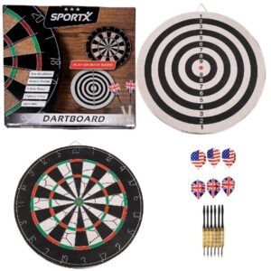 SportX Dartboard Flocked with 6 Darts
