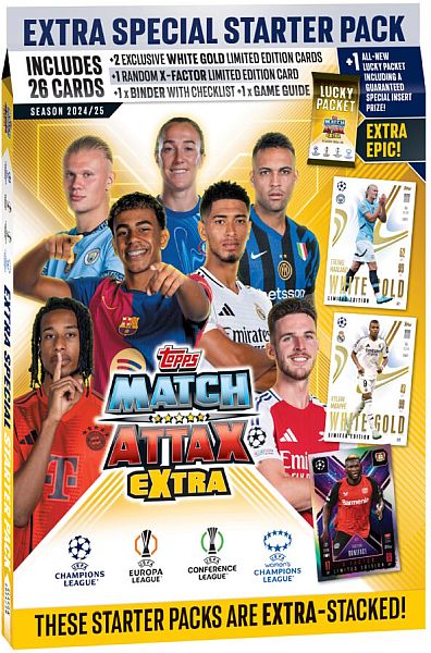 Topps Match Attax - Match Attax 2024/2025 Extra: UEFA Champions League - Starter Pack (StartersÃ¦t inkl. Limited Edition, Mappe og mere!)