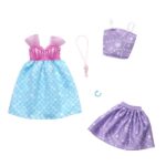 Barbie Fashion 2-Pack Mermaid Dress Purple Top + Skirt Pink Seahorse Necklace And A Blue Bracelet