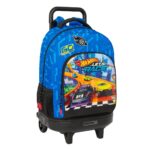 Skolerygsæk med Hjul Hot Wheels Let's race Blå Sort 33 x 45 x 22 cm