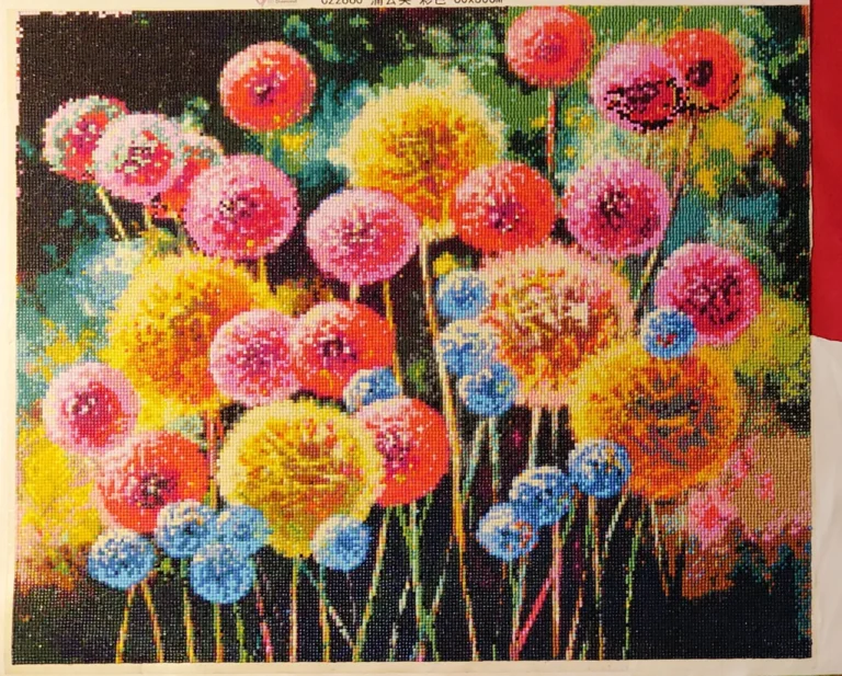 diamond paint med blomster i farver